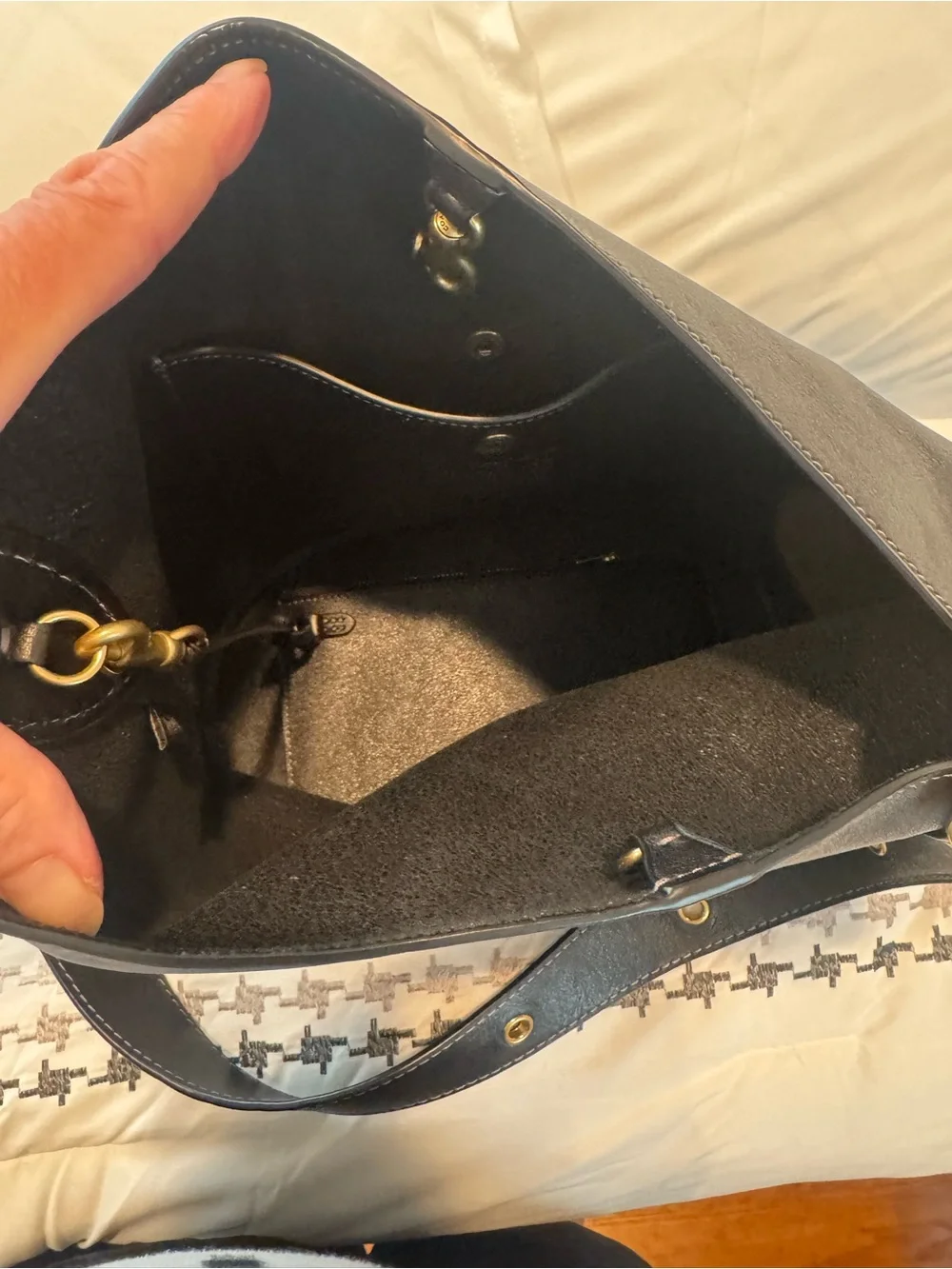 Coach Bleecker Bucket Bag with Pouch Black Brass Hardware Shoulder Bag